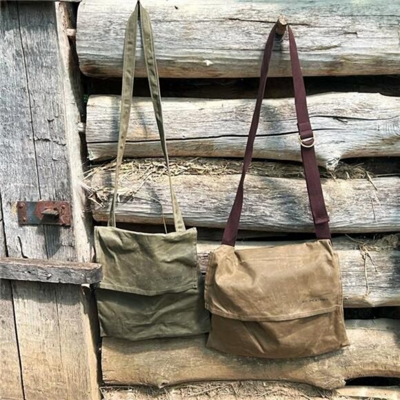 Waxed Canvas Haversack Shoulder Bag Durable Bushcraft Foraging Gardening Bag - Picture 6 of 7